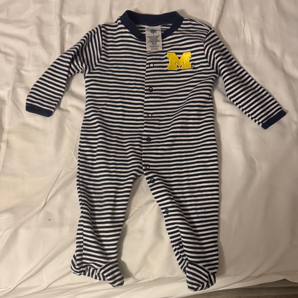 Striped Navy and White Kids One Piece